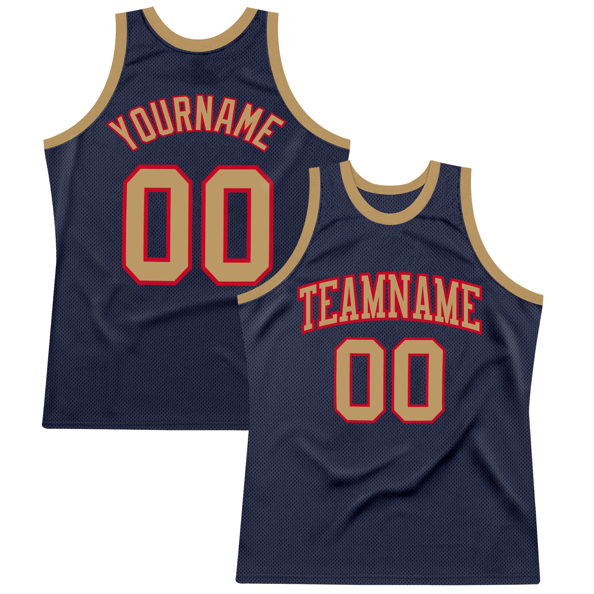Navy Red Old Gold Custom Basketball Jersey - Authentic Throwback Jersey Custom Navy Old Gold-Red Authentic Throwback Basketball