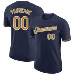Custom Navy Performance T-Shirt with Old Gold and White Accents, Style 9750 Custom Navy Old Gold-White Performance T-Shirt
