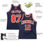 Custom Navy Orange-White Basketball Jersey - Authentic Throwback Design Custom Navy Orange-White Authentic Throwback Basketball - Image 2