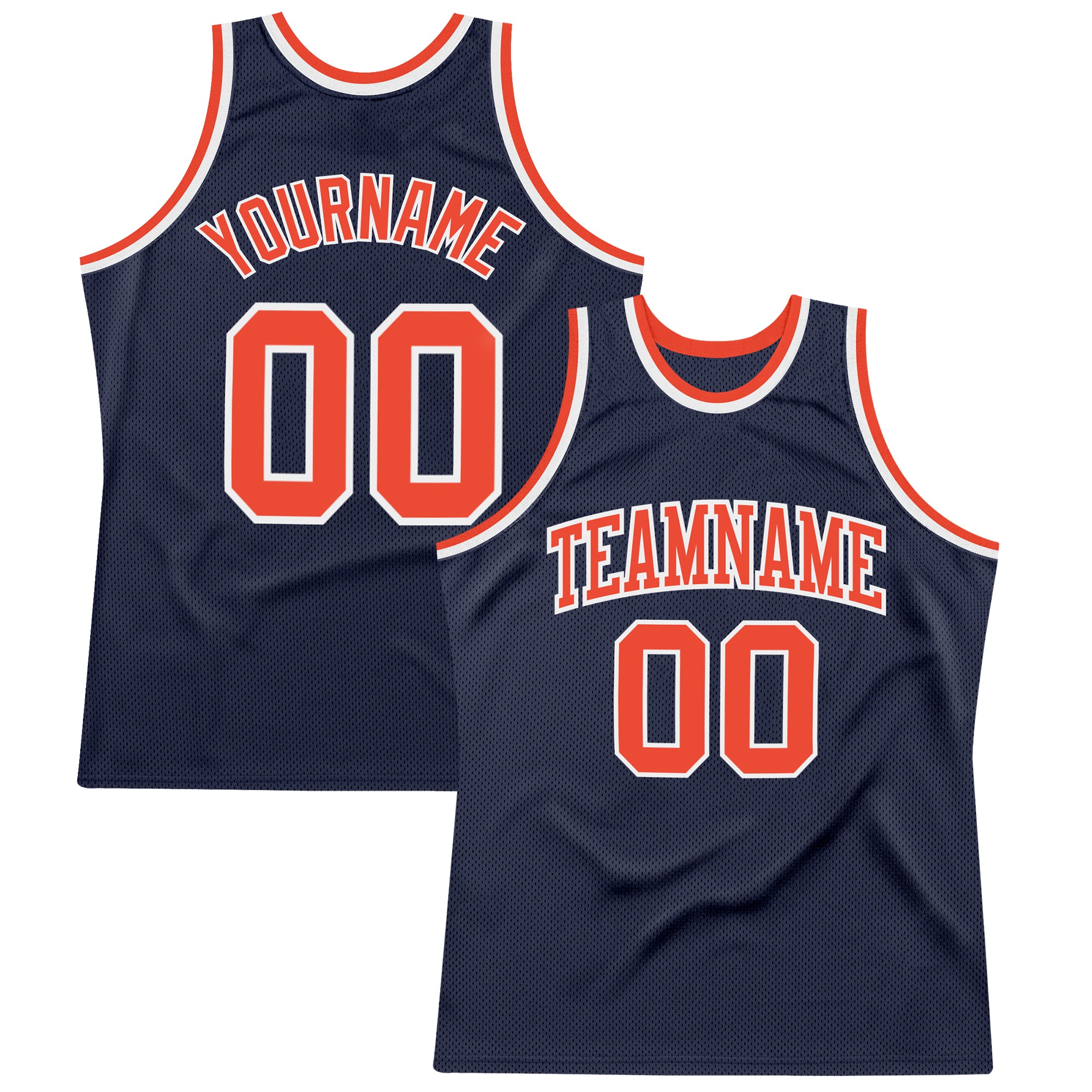 Custom Navy Orange-White Basketball Jersey - Authentic Throwback Design Custom Navy Orange-White Authentic Throwback Basketball
