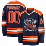 Navy Orange White Custom Hockey Jersey for Team Sports and Fans Custom Navy Orange-White Hockey Jersey