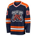 Navy Orange White Custom Hockey Jersey for Team Sports and Fans Custom Navy Orange-White Hockey Jersey - Image 2