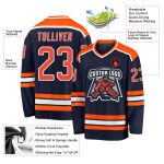 Navy Orange White Custom Hockey Jersey for Team Sports and Fans Custom Navy Orange-White Hockey Jersey - Image 3