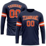 Navy Orange White Long Sleeve Performance Shirt | Custom Salute To Service T-Shirt Custom Navy Orange-White Long Sleeve Performance