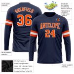 Navy Orange White Long Sleeve Performance Shirt | Custom Salute To Service T-Shirt Custom Navy Orange-White Long Sleeve Performance - Image 3