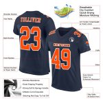 Custom Navy Orange White Football Jersey - Authentic Mesh Design Custom Navy Orange-White Mesh Authentic Football Jersey - Image 2