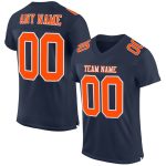 Custom Navy Orange White Football Jersey - Authentic Mesh Design Custom Navy Orange-White Mesh Authentic Football Jersey