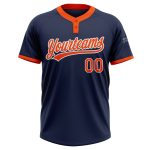 Custom Navy Orange White Softball Jersey Unisex Two-Button Design Custom Navy Orange-White Two-Button Unisex Softball Jersey - Image 2