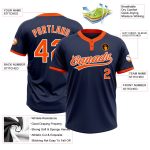 Custom Navy Orange White Softball Jersey Unisex Two-Button Design Custom Navy Orange-White Two-Button Unisex Softball Jersey - Image 3