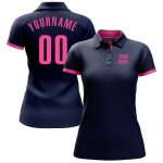 Navy Pink Performance Golf Polo Shirt - Customizable Mens Athletic Wear Custom Navy Pink Performance Golf Polo Shirt - Image 2