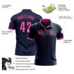 Navy Pink Performance Golf Polo Shirt - Customizable Mens Athletic Wear Custom Navy Pink Performance Golf Polo Shirt - Image 3