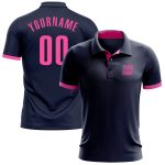 Navy Pink Performance Golf Polo Shirt - Customizable Mens Athletic Wear Custom Navy Pink Performance Golf Polo Shirt
