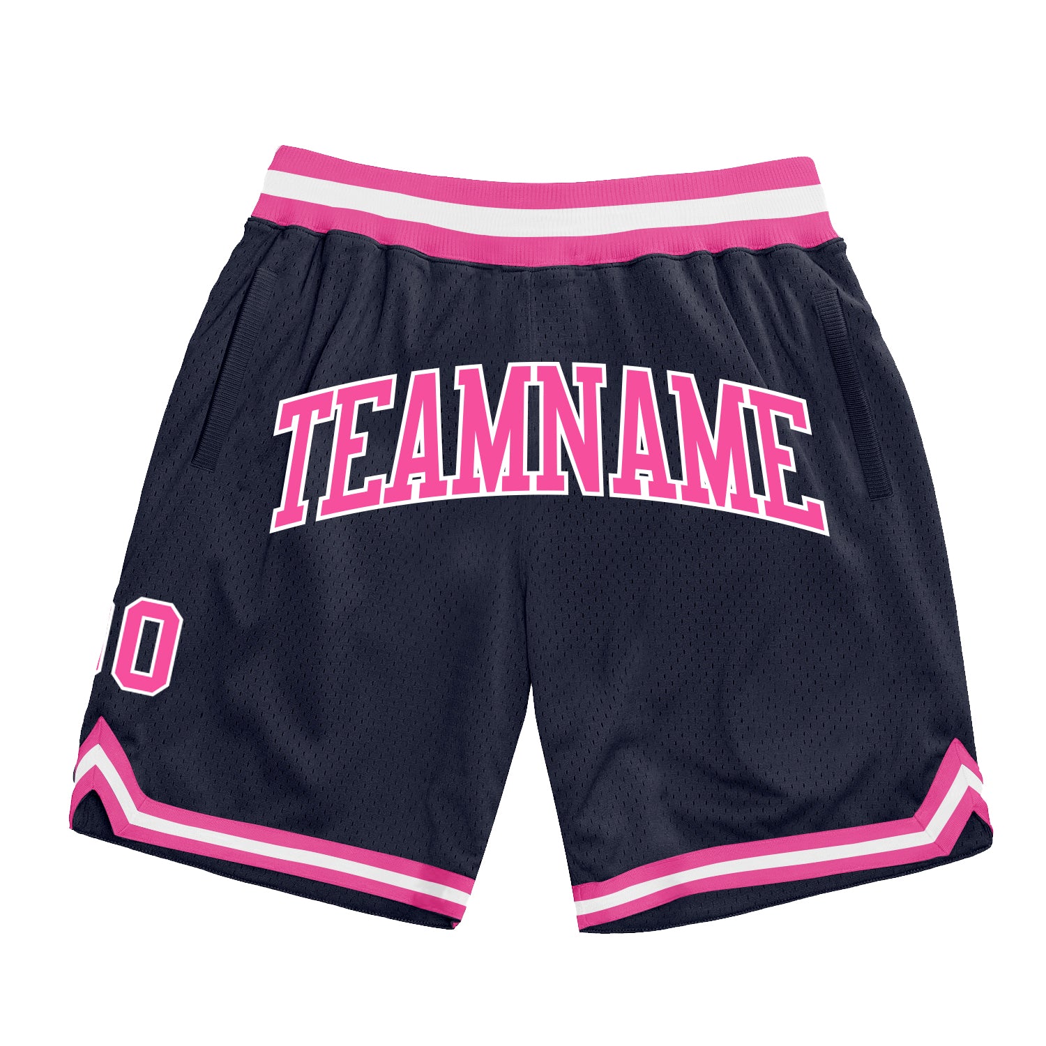 Custom Navy Pink-White Authentic Throwback Basketball Shorts Navy Pink White Custom Authentic Basketball Shorts - Throwback Style Custom Navy Pink-White Authentic Throwback Basketball - Image 1