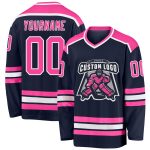 Navy Pink-White Custom Hockey Jersey for Men and Women - Personalized Sportswear Custom Navy Pink-White Hockey Jersey