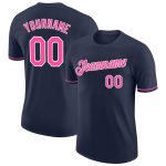 Custom Navy Pink White Performance T-Shirt for Men and Women - Style 5297 Custom Navy Pink-White Performance T-Shirt Style