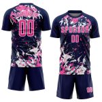 Custom Navy Pink White Soccer Jersey Sublimation Uniform for Team Sports Custom Navy Pink-White Sublimation Soccer Uniform - Image 2