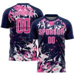 Custom Navy Pink White Soccer Jersey Sublimation Uniform for Team Sports Custom Navy Pink-White Sublimation Soccer Uniform