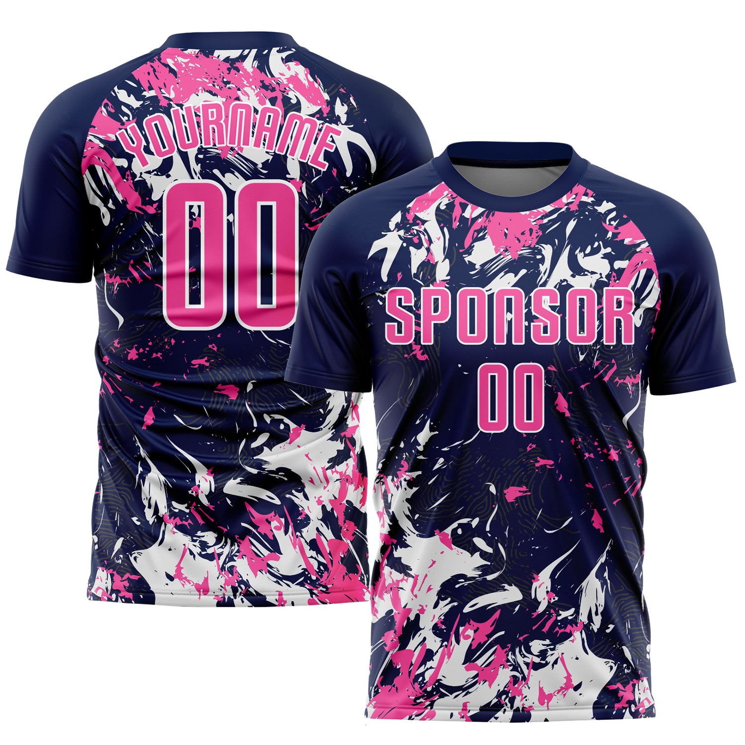 Custom Navy Pink White Soccer Jersey Sublimation Uniform Style 6876 Custom Navy Pink-White Sublimation Soccer Uniform Jersey