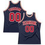 Custom Authentic Throwback Basketball Jersey - Navy Red-Cream Color Custom Navy Red-Cream Authentic Throwback Basketball