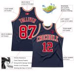 Custom Authentic Throwback Basketball Jersey - Navy Red-Cream Color Custom Navy Red-Cream Authentic Throwback Basketball - Image 2