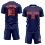 Custom Sublimation Soccer Uniform Jersey in Navy Red-Cream Custom Navy Red-Cream Sublimation Soccer Uniform Jersey - Image 2