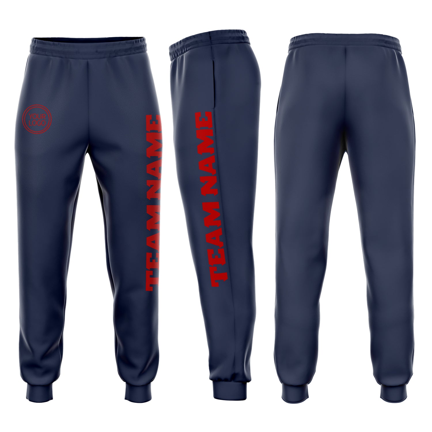 Navy Red Custom Fleece Sweatpants for Men - Comfortable Jogger Style Custom Navy Red Fleece Jogger Sweatpants