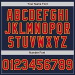 Custom Navy Red Gold Varsity Letterman Bomber Jacket Full-Snap Design Custom Navy Red-Gold Bomber Full-Snap Varsity Letterman - Image 5