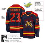 Custom Navy Red Gold Hockey Jersey for Men Women Personalized Team Apparel Custom Navy Red-Gold Hockey Jersey - Image 3