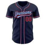 Custom Authentic Baseball Jersey in Navy and Red-Light Blue Colors Custom Navy Red-Light Blue Authentic Baseball Jersey - Image 2