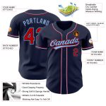 Custom Authentic Baseball Jersey in Navy and Red-Light Blue Colors Custom Navy Red-Light Blue Authentic Baseball Jersey - Image 3