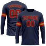 Custom Salute To Service Performance T-Shirt - Navy Red Old Gold Long Sleeve Custom Navy Red-Old Gold Long Sleeve Performance