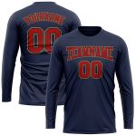 Custom Salute To Service Performance T-Shirt - Navy Red Old Gold Long Sleeve Custom Navy Red-Old Gold Long Sleeve Performance - Image 2