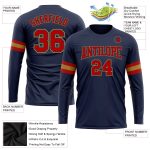 Custom Salute To Service Performance T-Shirt - Navy Red Old Gold Long Sleeve Custom Navy Red-Old Gold Long Sleeve Performance - Image 3