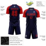 Custom Sublimation Soccer Jersey - Navy Red Uniform for Teams and Players Custom Navy Red Sublimation Soccer Uniform Jersey - Image 3