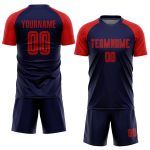 Custom Sublimation Soccer Jersey - Navy Red Uniform for Teams and Players Custom Navy Red Sublimation Soccer Uniform Jersey - Image 2