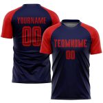 Custom Sublimation Soccer Jersey - Navy Red Uniform for Teams and Players Custom Navy Red Sublimation Soccer Uniform Jersey