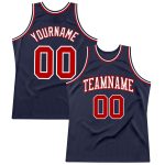 Custom Navy Red-White Authentic Basketball Jersey | Throwback Style 7672 Custom Navy Red-White Authentic Throwback Basketball