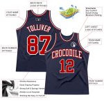 Custom Navy Red-White Authentic Basketball Jersey | Throwback Style 7672 Custom Navy Red-White Authentic Throwback Basketball - Image 2