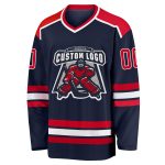 Navy Red White Hockey Jersey Custom Personalized Team Sports Apparel Custom Navy Red-White Hockey Jersey - Image 2