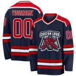 Navy Red White Hockey Jersey Custom Personalized Team Sports Apparel Custom Navy Red-White Hockey Jersey