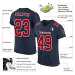Custom Navy Red White Authentic Football Jersey - Mesh Fabric, Customizable Design Custom Navy Red-White Mesh Authentic Football - Image 2