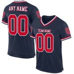 Custom Throwback Football Jersey - Navy Red White Mesh Authentic Design Custom Navy Red-White Mesh Authentic Throwback Football
