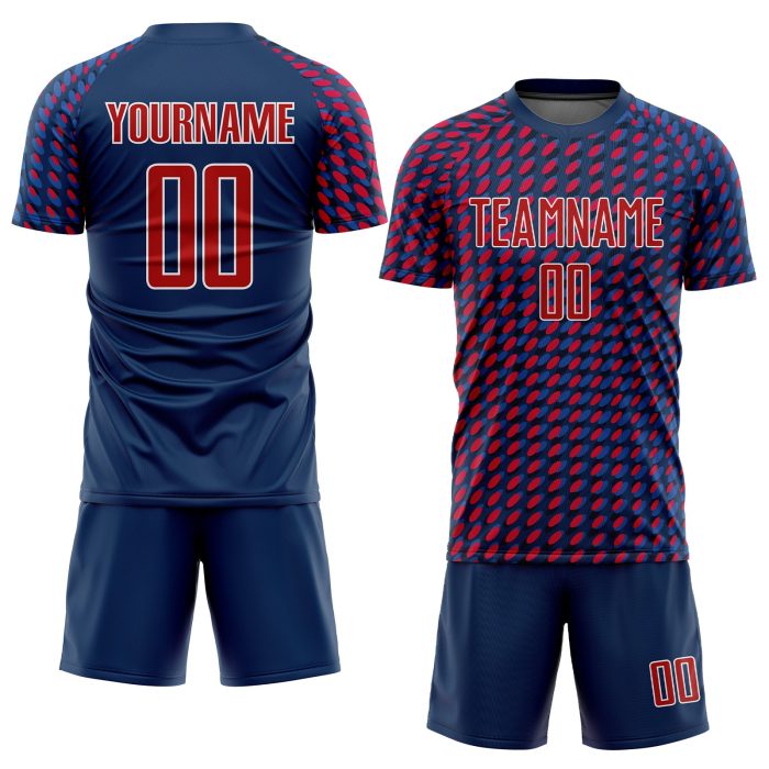 Custom Sublimation Soccer Jersey Red White Navy Style 6525 - Athletic Team Uniform Custom Navy Red-White Sublimation Soccer - Image 2