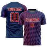 Custom Sublimation Soccer Jersey Red White Navy Style 6525 - Athletic Team Uniform Custom Navy Red-White Sublimation Soccer