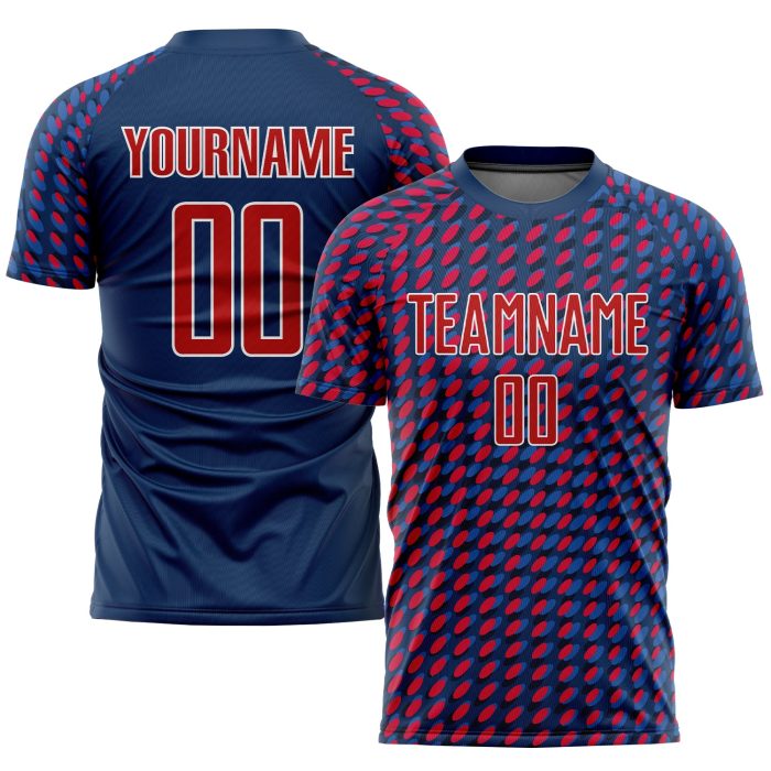 Custom Sublimation Soccer Jersey Red White Navy Style 6525 - Athletic Team Uniform Custom Navy Red-White Sublimation Soccer - Image 1