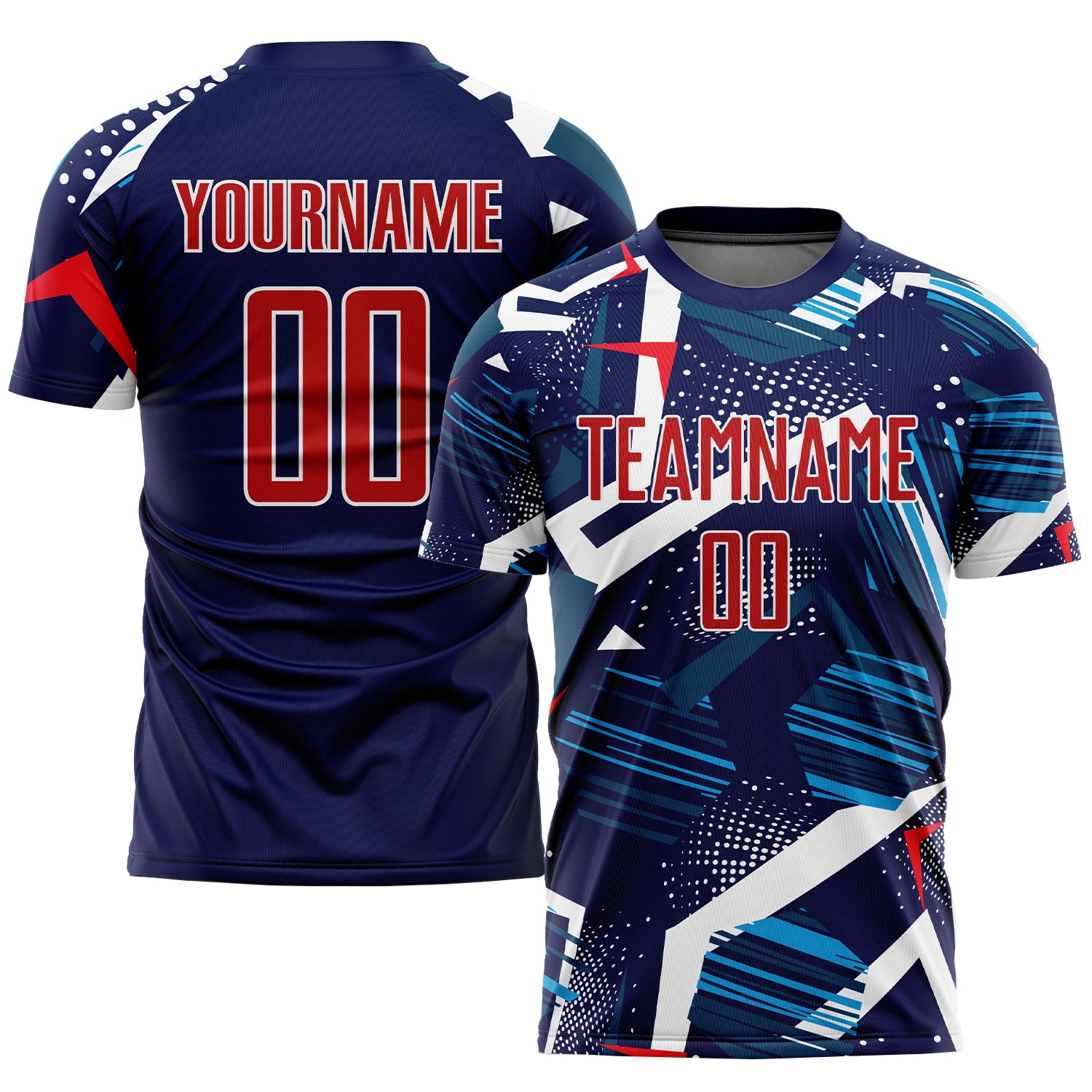 Custom Soccer Jersey Sublimation Navy Red White - Style 8774 Custom Navy Red-White Sublimation Soccer Uniform Jersey Style