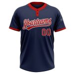 Custom Unisex Softball Jersey - Navy Red-White Two-Button Style 6779 Custom Navy Red-White Two-Button Unisex Softball Jersey - Image 2