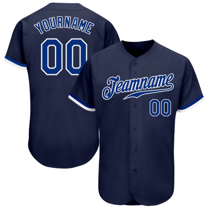 Custom Navy Royal White Baseball Jersey - Authentic Style 2123 Custom Navy Royal-White Authentic Baseball Jersey Style 2123 - Image 1