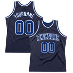 Navy Royal-White Authentic Throwback Basketball Jersey - Custom Design Custom Navy Royal-White Authentic Throwback Basketball