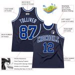 Navy Royal-White Authentic Throwback Basketball Jersey - Custom Design Custom Navy Royal-White Authentic Throwback Basketball - Image 2